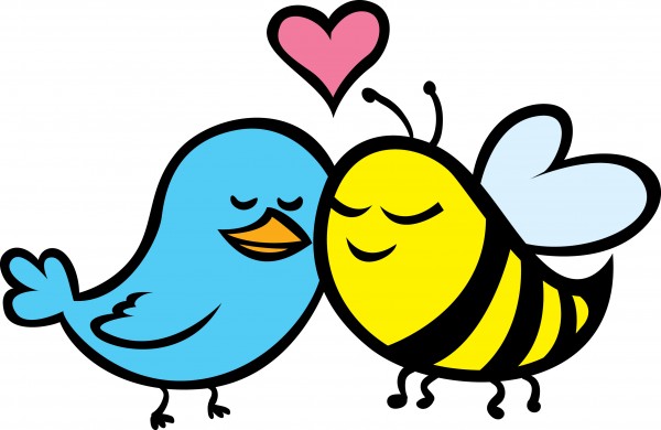 Birds and bees in love cartoon